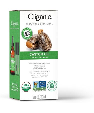 Cliganic Organic Castor Oil 100% Pure - 2oz with Eyelash Kit | For Eyelashes, Eyebrows, Hair & Skin - Buy Online on GoSupps.com
