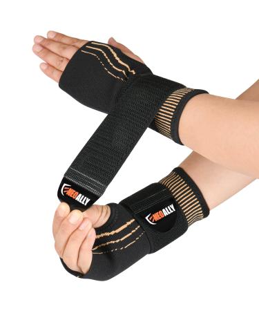 NeoAlly Copper Compression Wrist Sleeve for Carpal Tunnel Gloves with Adjustable Strap for Wrist Support in Carpal Tunnel Arthritis Tendonitis Bursitis and Wrist Sprain (M Pair) Medium (1 Pair)