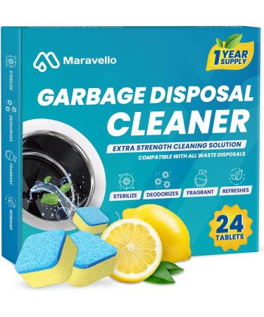 Maravello Disposal Cleaner and Deodorizer, Powerful Extra-Strength Sink Disposal Cleaner with Fresh Scent, Foaming Formula, 24 Tablets, 1 Year Supply Active Fresh
