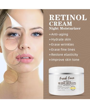 Age-Defying Retinol Cream 2.5% - Smooth Fine Lines Hydrate with Hyaluronic Acid & Organic Ingredients | 1.76oz - Buy Online on GoSupps.com