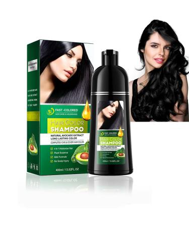 HOUSN Black Hair Dye Shampoo black hair shampoo 3in1 color shampoo against gray hair gray coverage and care in one nourishing hair color shampoo for dry hair shampoo against gray hair 400 ml