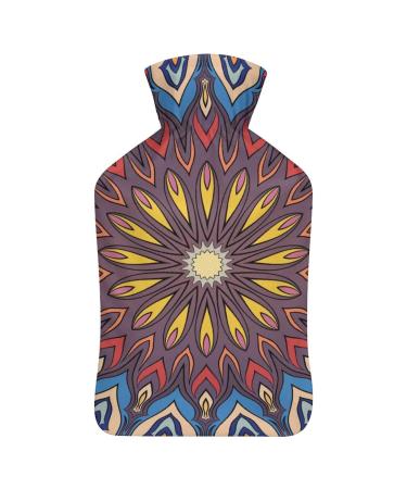 Hot Water Bottle With Lid Mandala Floral Pattern Rubber Hot Water Bag For Pain Relief Cramps Foot Warmer Hot And Cold Therapy