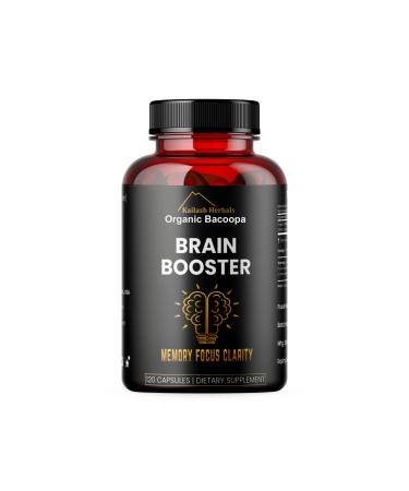 Kailash Herbals Bacopa, Organic Brain Booster, Nootropic Brain Supplement, Bacopa Monnieri/Brahmi, for Mental Sharpness, Focus, Memory, and Cognitive Wellness, 120 Capsules 500mg, 2 Month Supply