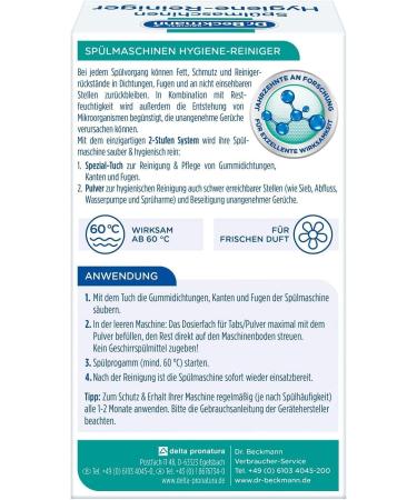 Dr. Beckmann Dishwasher Hygiene Cleaner - Removes Residues Fat & Odors | Includes Special Cleaning Cloth | 75g (1 Pack) - Buy Online on GoSupps.com