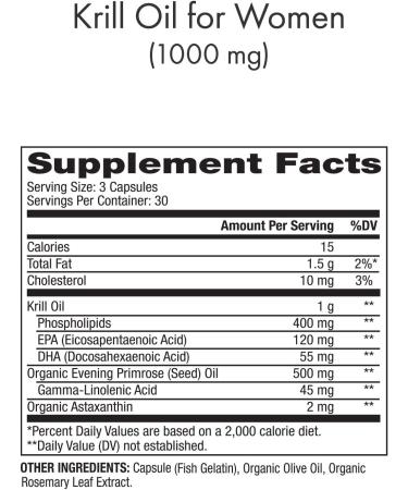 Dr. Mercola Antarctic Krill Oil for Women with Evening Primrose Oil - 270 Capsules, Omega 3 Fatty Acids, MSC Certified, Non GMO, Soy-Free, Gluten Free - Buy Online on GoSupps.com