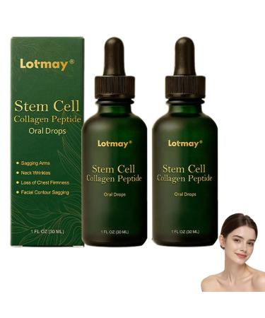 Lotmay Stem Cell Collagen Peptide Oral Drops 2026 New Natural Multi Collagen Peptides Liquid Drops Hydrolyzed Liquid Collagen Peptides for Lift & Firm Skin Anti-Aging Natural Ingredients (2 Bottle)