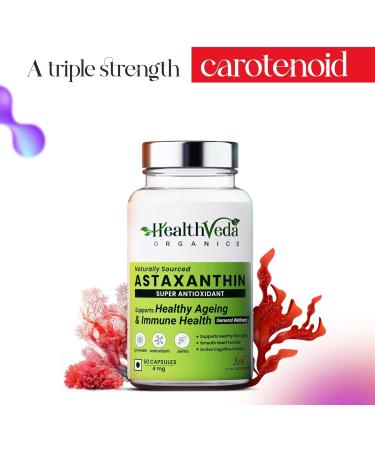 Plant Based Astaxanthin 4 mg Supplement I 60 Veg Capsules I Supports Eye Joint & Skin Health I Boosts Immune System I for Both Men & Women - Buy Online on GoSupps.com