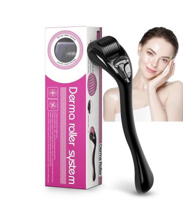 Microneedling 540 Derma Roller Dermaroller 0.25mm Titanium Face Beard Roller (Black Handle+ Black Roller)
