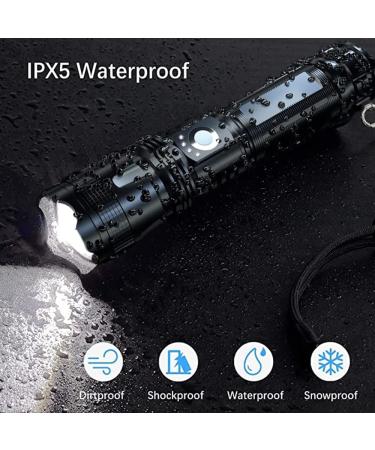 BERCOL Rechargeable LED Flashlight | 100000 Lumens Super Bright | Waterproof and 5 Modes | Ideal for Emergencies and Hiking | Black - Buy Online on GoSupps.com