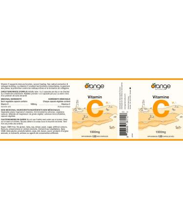 Orange Naturals Vitamin C 1000mg 120 V-Caps Non-GMO Ascorbic Acid Supplement Promotes Overall Wellness Antioxidant Support Helps Maintain Healthy Bones and Teeth High-Quality Vitamin C Formula - Buy Online on GoSupps.com