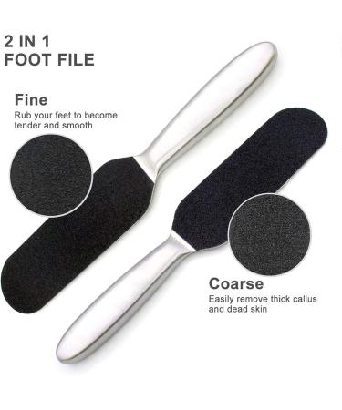 Pedicure Foot File Stainless Steel Foot Rasp File with Ten Free Refill Grits Double-Sided Replacement Pads - Buy Online on GoSupps.com