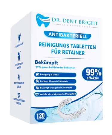 Retainer cleaning tablets-120 pieces for clean and fresh retainers tooth rails bit dentures-effective cleaner in tab form for braces bite rails prostheses and mouth protection