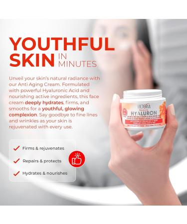 Victoria Beauty Hyaluron cream with retinol antiaging face cream with hyaluronic acid against wrinkles moisturizer with caviar for women and men 2 x 50 ml 25 ml 2er Pack - Buy Online on GoSupps.com