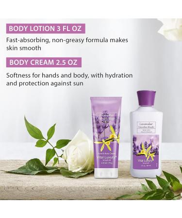 Luxurious Bath & Body Travel Kit - Lavender Vanilla Blush Mist Lotion Shower Gel & Cream - Perfect 3 Fl Oz Skincare Gift Set for Home Spa - Buy Online on GoSupps.com