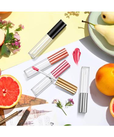 30 Transparent Lip Gloss Tubes 10ml - Refillable DIY Lip Balm Bottles with Rubber Insert - Silver Makeup Samples - Buy Online on GoSupps.com