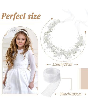 3 Pcs Silver Flower Girl Headpiece Set - Alloy Floral Tiara for Wedding, Communion, Prom & Photography - Buy Online on GoSupps.com