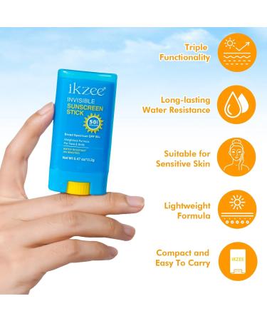 Invisible Sunscreen Stick SPF 50+ Solid State Sunscreen Stick 13G Broad Spectrum Moisturising Suncream Long-Lasting & Water-Resistant Sunblock Stick Sun Block Sticks For Face & Body Sunstick - Buy Online on GoSupps.com