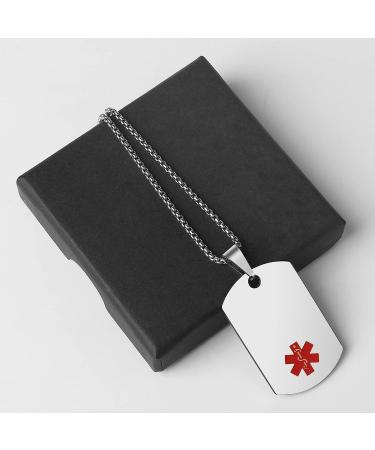 Stainless Steel Autism Medical Alert Necklace | Engraved Tag Pendant | 23.6 Chain for Men, Women, Kids | Silver - Buy Online on GoSupps.com