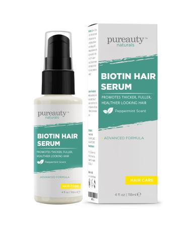 Pureauty Naturals | Biotin Hair Serum - Non-Greasy Biotin Oil & Hair Growth Oil Alternative for Stronger, Healthier Looking Hair - Biotin Growth Serum for Hair & Biotin Hair Oil Alternative - 4oz 4 Fl Oz (Pack of 1)