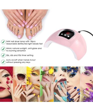 Fayisomia 54W 18LED Nail Lamp for Gel Polish Auto Sensor UV LED Nail Dryer Lamp with 3 Timer Setting - Buy Online on GoSupps.com