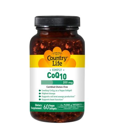 Country Life Simply CoQ10 200 mg 60 Vegan Softgels