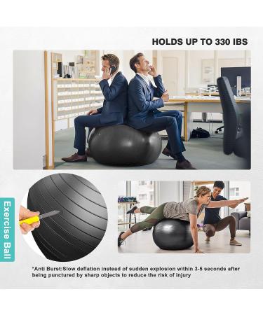 Thick Anti-Slip Exercise Ball for Pregnancy & Physical Therapy - 26 Black Fitness Balance Ball with Air Pump - Home Gym & Office Yoga Pilates Equipment - Buy Online on GoSupps.com