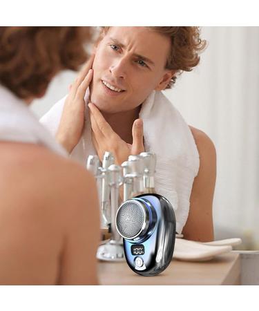 Pocket Size Electric Shaver - Portable Metal Shaver with Battery Display Washable & Fast Charging Ideal Travel Gift - Silver & Gradient Blue - Buy Online on GoSupps.com