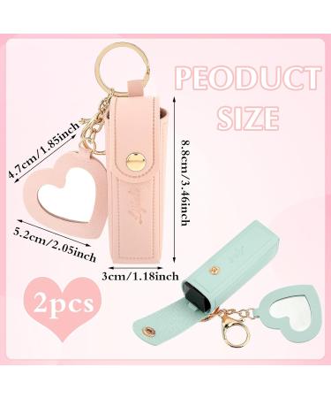 Ouligay Leather Lipstick Cases - 2 Pack Portable Lipstick & Chapstick Keychain Holders for Women | Perfect Party & Holiday Gifts (Green Pink - Buy Online on GoSupps.com