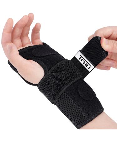 TOVIKI Wrist Support Brace Left Hand with 2 Metal Splints for Joint Pain Arthritis Carpal Tunnel Pain Tendonitis for Men and Women Black(Left) Left L(Pack of 1)