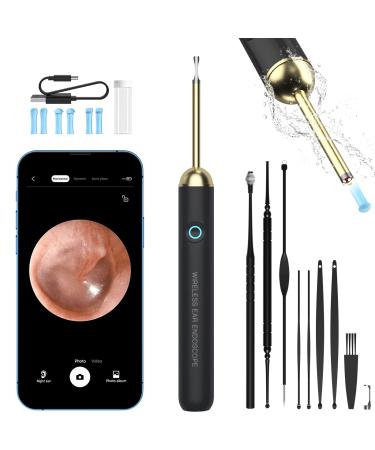 Ear Wax Removal - NIUQICT Ear Cleaner - Ear Camera 1080P with Lights - Ear Wax Removal Tool 9 Pcs - Ear Cleaning Kit  Wireless Otoscope Compatible with Android&iOS for Kids  Adults&Pets Golden Black
