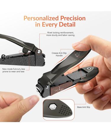 Premium Nail Clippers for Men - No-Splash Self-Collecting Design Ergonomic & Heavy Duty Stainless Steel Toenail Cutter for Thick Nails - Buy Online on GoSupps.com