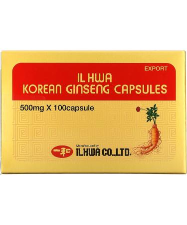 Ilhwa Korean Ginseng Capsules 500mg - 100 Count for Energy & Wellness - Buy Online on GoSupps.com