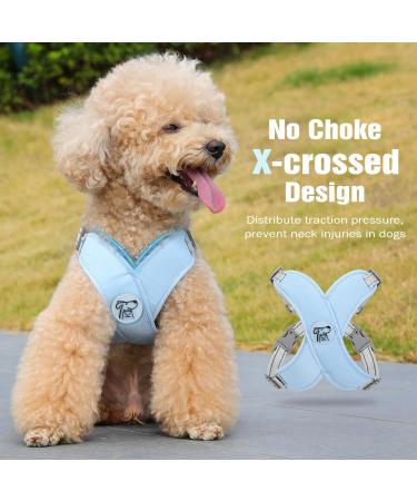 Pawaboo Adjustable Dog Harness & Leash Set - X-Frame Anti-Choke Vest for Small & Medium Dogs - Breathable Blue Design for Puppies - Buy Online on GoSupps.com