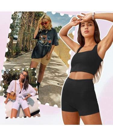 Blongw 3 Pack Women's High Waist Sports Shorts & Leggings - Opaque Hotpants for Yoga & Gym | S-M Black/White/Beige - Buy Online on GoSupps.com