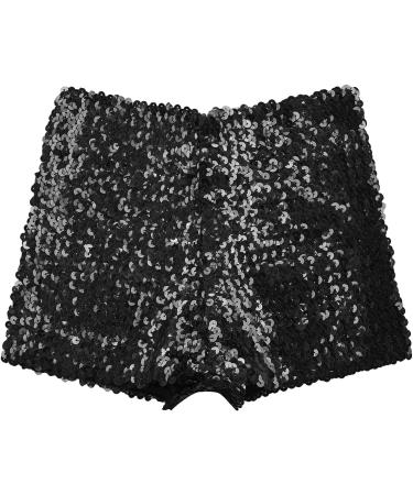 FEESHOW Kids Gymnastic Shorts Glitter Ballet Dance Metallic Spandex Shorts Black 12-16 Years - Buy Online on GoSupps.com