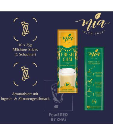 Mia Fresh Chai Ingwer & Lemon Milk Tea Powder - 16 Pack (10 Sticks x 25g) | Easy Preparation Soluble Drink | Enjoy 160 Cups of Flavorful Chai! - Buy Online on GoSupps.com