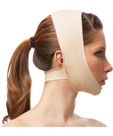 Unisex Chin Strap Support Compression Garment - No Neck Support (FA01) - Small Beige for Optimal Comfort - Buy Online on GoSupps.com