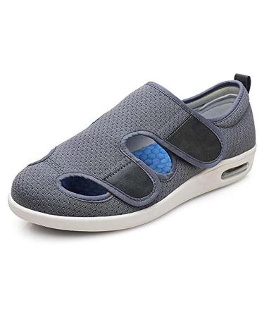 XMSM Arch Support Diabetic Slippers Extra Wide Memory Foam Comfort House Shoes with Adjustable Closure for Edema Plantar Fasciitis Bunions Arthritis Swollen Feet (Color : Gray Size : 10) 10 Grey