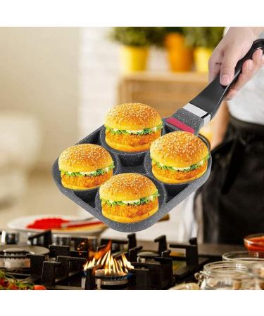 Oikabio Pancake Pan Eggs Pancake Frying Pan Non-Stick Fried Egg Burger Pan 4 Holes Crepe Pan for Breakfast Eggs Kitchen Utensils - Buy Online on GoSupps.com