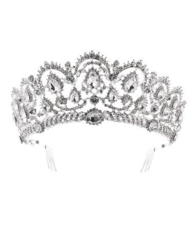 Frcolor Princess Tiara Krone with comb bride wedding rhinestone crystal queen crown headband for wedding bride party birthday