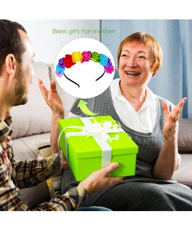 Floral Wedding crown PROUSKY Rose Flower Crown Hair Wreath Floral Headband Flower Hair Accessory Suitable for Wedding Parth Mother's Day Birthday Daily Wear Rainbow - Buy Online on GoSupps.com