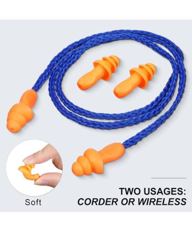 200 Pairs Ear Plugs Reusable Silicone Earplugs with Cord Sleeping Individually Wrapped Hearing Protection Noise Cancelling Earplugs for Work Construction Shooting Sports(Blue Orange) - Buy Online on GoSupps.com