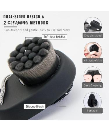 2 Pack Facial Cleansing Brushes - Double-Sided Silicone Face Scrubber for Deep Pore Cleansing and Exfoliation - Black - Buy Online on GoSupps.com