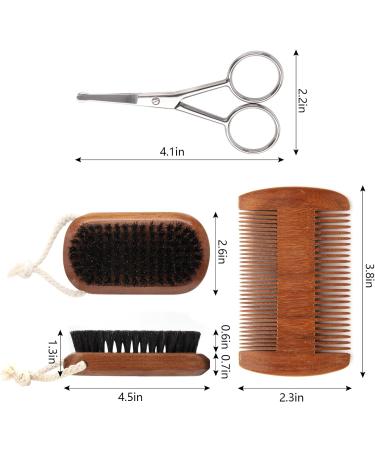 Nivaobi 3 Pcs Beard Brush and Comb Kit with Sandalwood Comb, Stainless Steel Scissors, and Boar Bristle Brush for Men's Grooming - Buy Online on GoSupps.com