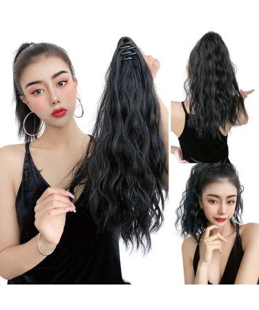Short 12" Wavy Ponytail Hairpiece with Clip Snythetic Messy High Ponytail Dark Brown