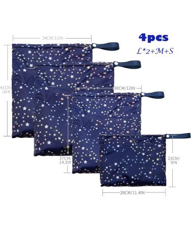 AUPOWER Cloth Nappy Wet Bags 4 Pcs - Reusable Waterproof Wet Dry Bag for Baby - Blue White - Ideal for Beach, Pool, Daycare, Gym & Travel - Buy Online on GoSupps.com