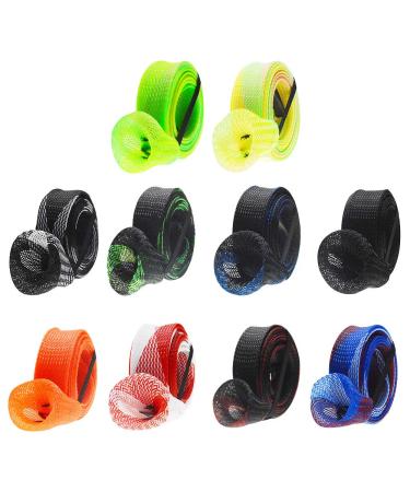 10 pieces of fishing rod socks fishing rod fishing accessories Tool braided fishing rod cover with lanyard adjustable to prevent the fishing rod from scratching