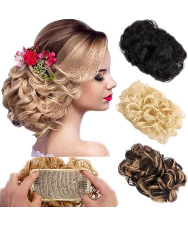 Messy Bun Hair Piece for Women Messy Bun Hair Pieces Elastic Drawstring Wave Curly Chignon Hairpiece Clip in Curly Hair Extension Short Synthetic Ponytail Extension for Women Fake Hair Accessories LF01-2-33 - Buy Online on GoSupps.com