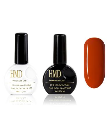 Canada HMD Soak Off UV LED GEl Nail polish color 025 with No Wipe Mirror Shine Top Coat set light bronze color.