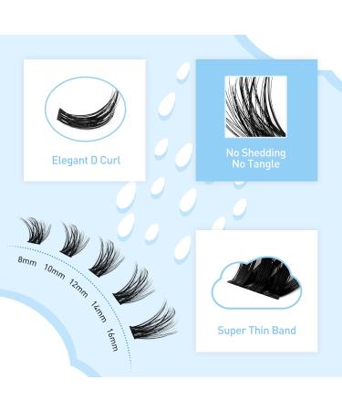 KevKev 540 Pcs D Curl Individual Lash Clusters | Wispy & Natural Look | DIY Extensions | 4 Styles (D-Mix 8-16mm) - Buy Online on GoSupps.com